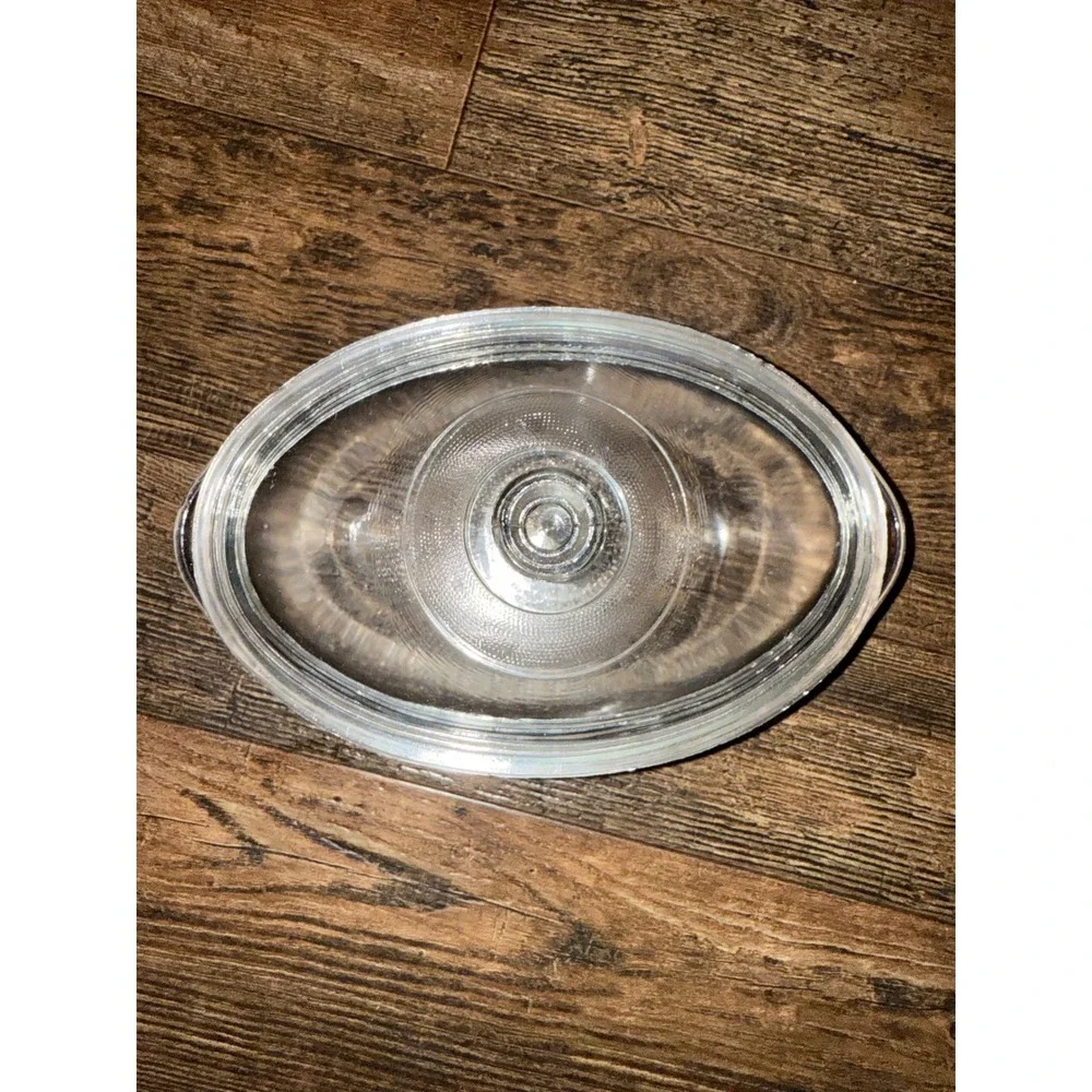 Vintage‎ Clear Glass Oval Casserole Dish with Lid Oven Safe Serving Bowl